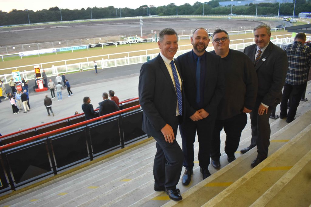 L-R: Mark Spincer (MD of ARC’s racing division), Chris Black (GM at Perry Barr, moving to Wolves), David Evans (Regional General Manager) and David Ideson (Executive Director at Wolverhampton Racecourse)